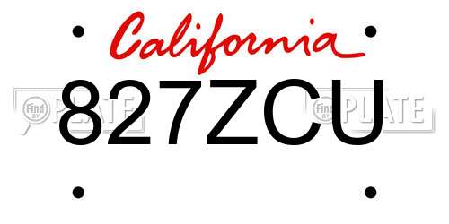 827ZCU California License Plate