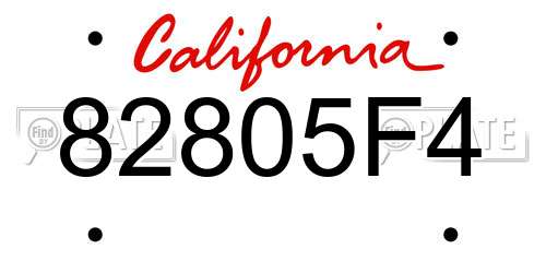 82805F4 California License Plate