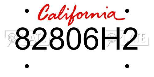 82806H2 California License Plate