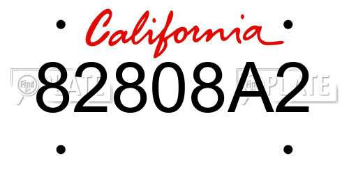 82808A2 California License Plate