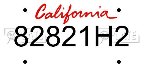 82821H2 California License Plate