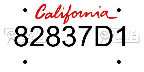 82837D1 California License Plate