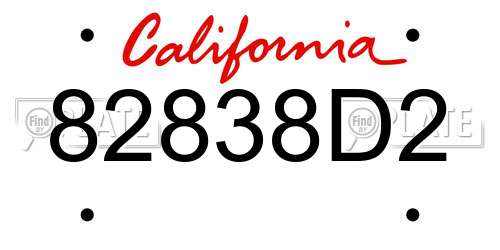 82838D2 California License Plate