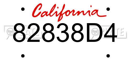82838D4 California License Plate