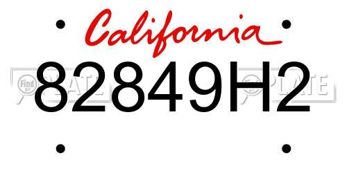 82849H2 California License Plate