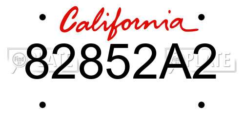 82852A2 California License Plate