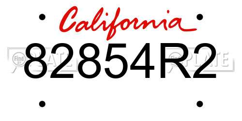 82854R2 California License Plate