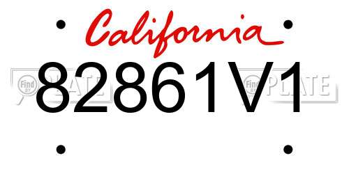 82861V1 California License Plate