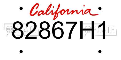 82867H1 California License Plate