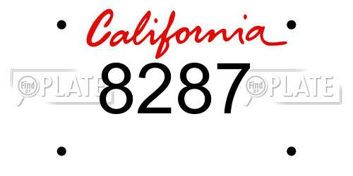 8287 California License Plate