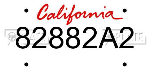 82882A2 California License Plate