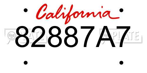 82887A7 California License Plate