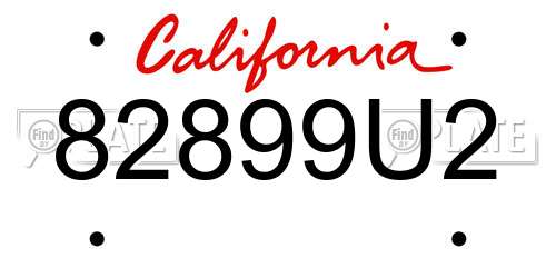 82899U2 California License Plate