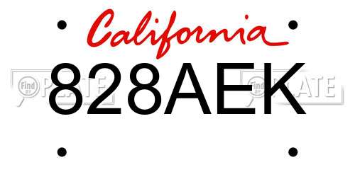 828AEK California License Plate