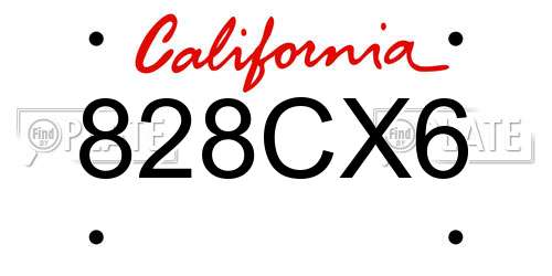 828CX6 California License Plate
