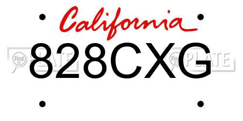 828CXG California License Plate