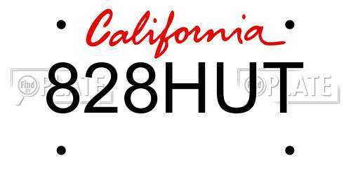 828HUT California License Plate