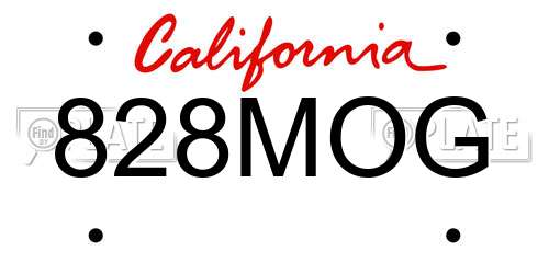 828MOG California License Plate