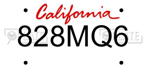 828MQ6 California License Plate