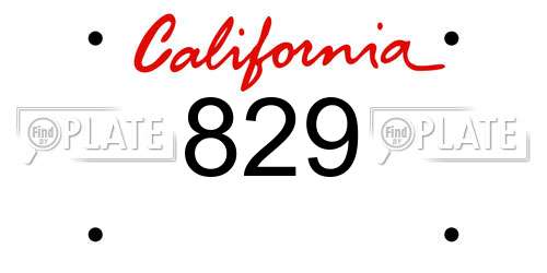 829 California License Plate