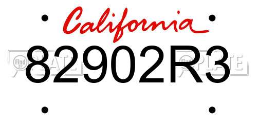 82902R3 California License Plate