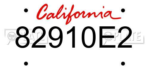 82910E2 California License Plate