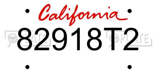 82918T2 California License Plate