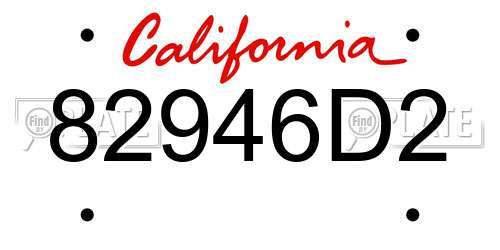 82946D2 California License Plate