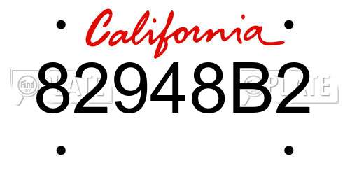 82948B2 California License Plate