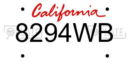 8294WB California License Plate
