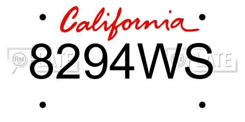 8294WS California License Plate
