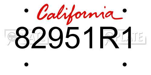 82951R1 California License Plate
