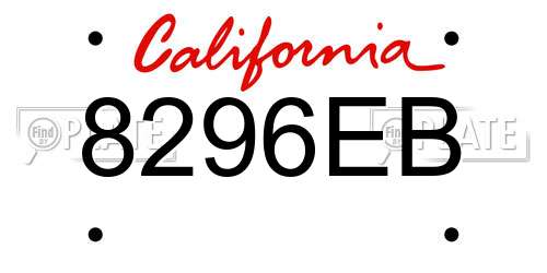 8296EB California License Plate