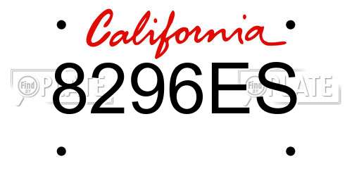 8296ES California License Plate