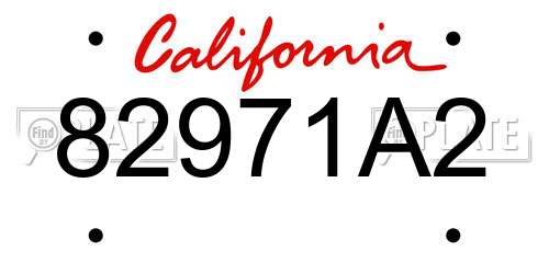 82971A2 California License Plate