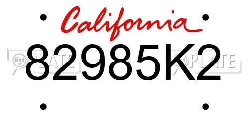 82985K2 California License Plate