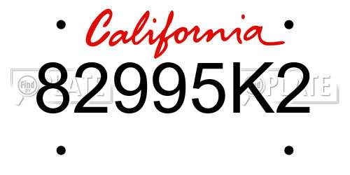 82995K2 California License Plate