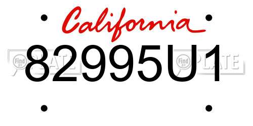 82995U1 California License Plate