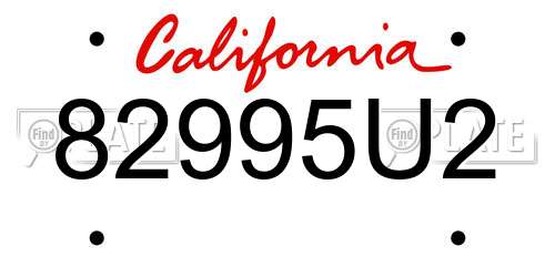 82995U2 California License Plate