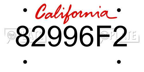 82996F2 California License Plate