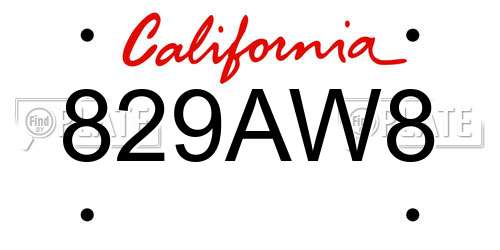 829AW8 California License Plate