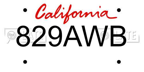 829AWB California License Plate