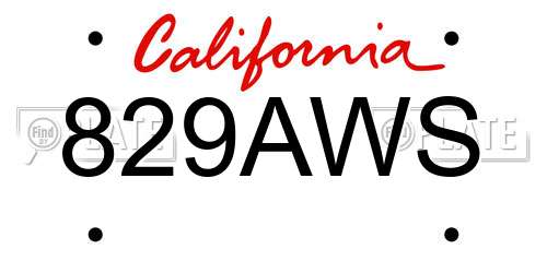 829AWS California License Plate