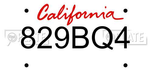 829BQ4 California License Plate