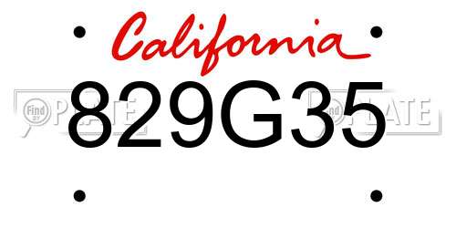 829G35 California License Plate