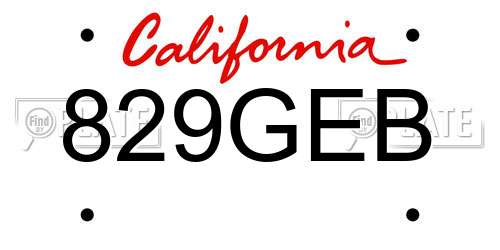 829GEB California License Plate