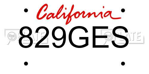 829GES California License Plate