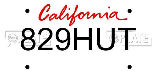 829HUT California License Plate