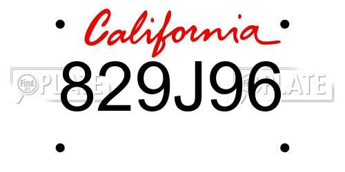 829J96 California License Plate