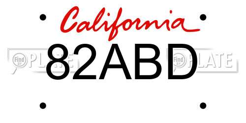 82ABD California License Plate